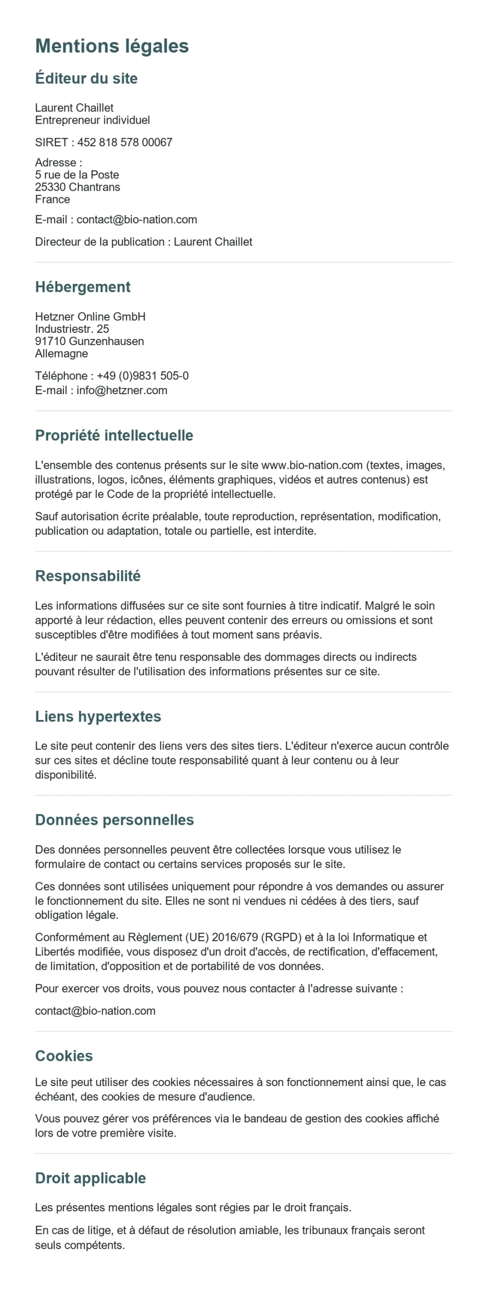 Mentions legales